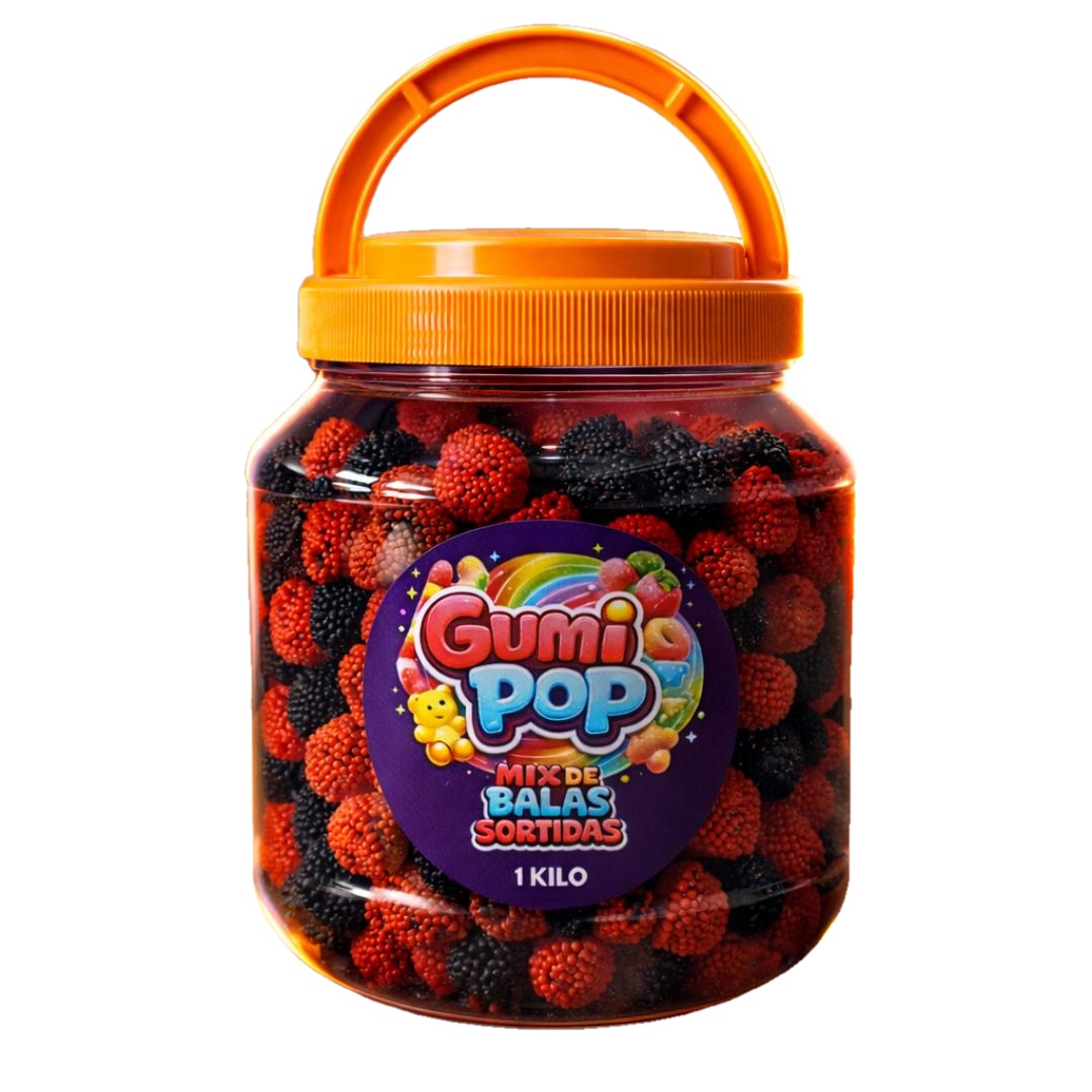 Balas de Gelatina Amora GumiPop em Pote