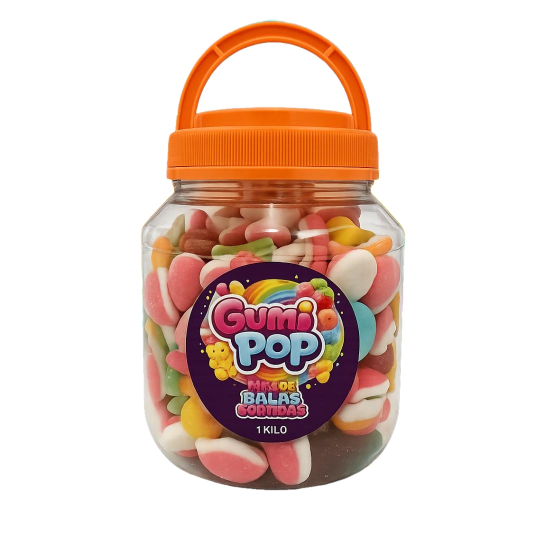 Mix de Balas de Gelatina Sortidas GumiPop em Pote