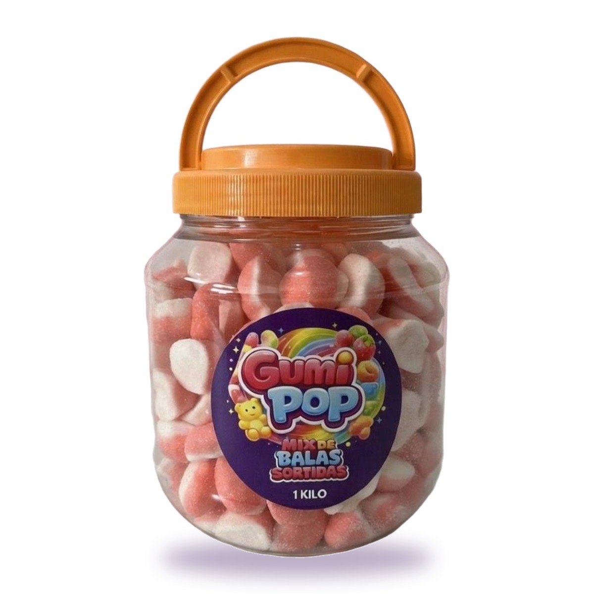 Balas de Gelatina Beijo Nuvem GumiPop em Pote