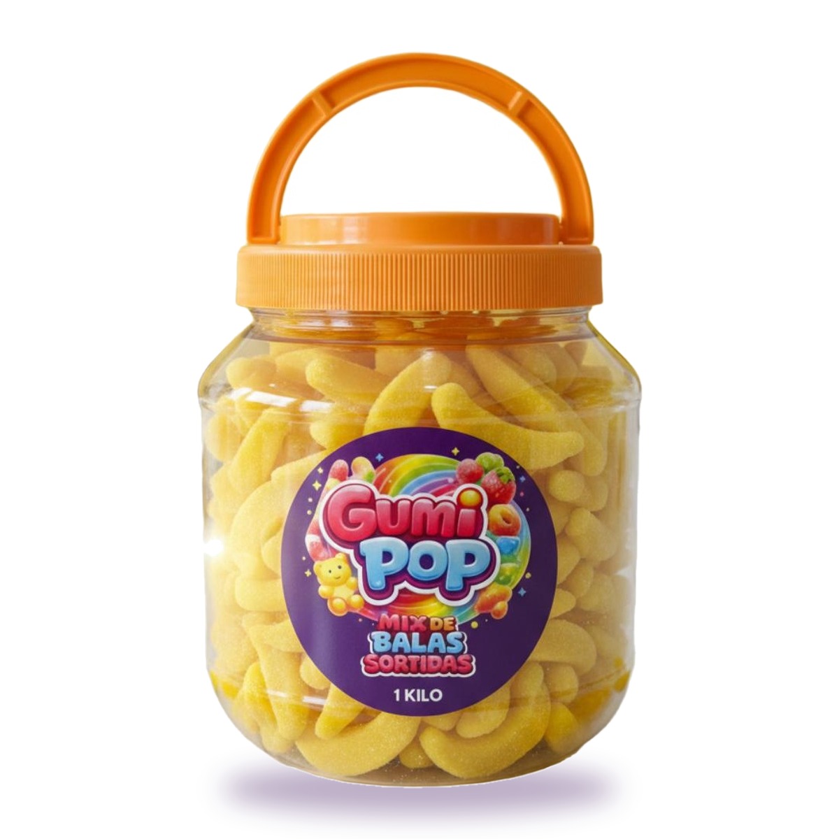 Balas de Gelatina Banana Docinha GumiPop em Pote